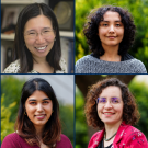 Pictured, from left: Top row — Child Family Professor of Engineering Chen-Nee Chuah and undergraduate student Zbynka Kekula. Bottom row — undergraduate student Kavya Khare and Associate Professor Marina Radulaski.