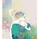 Illustrated image of a mother holding her baby, with a depiction of a brain inside the mother’s head symbolizing neurological changes during pregnancy and postpartum.